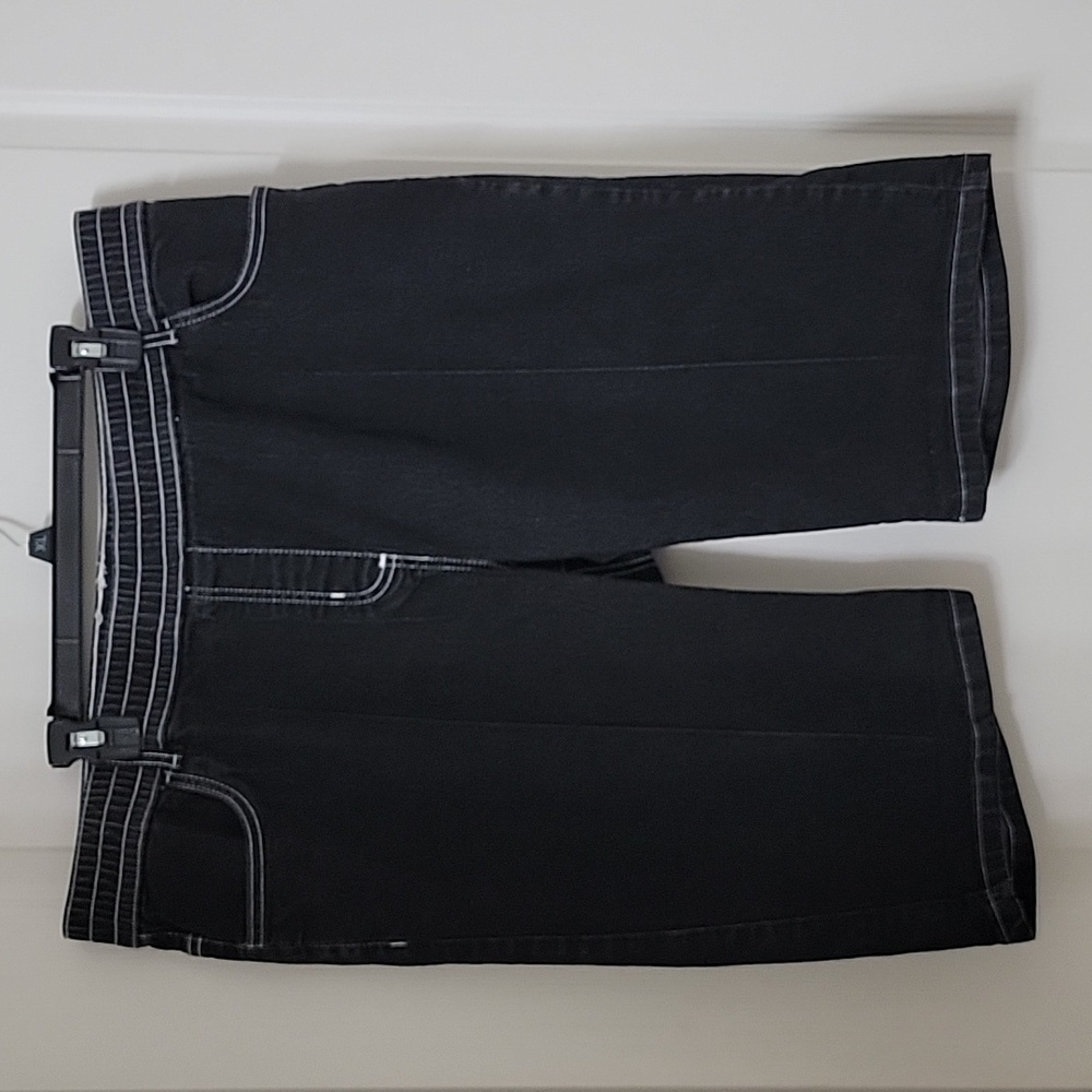 Venus Size 18 Black Denim Stretch Bermuda Length Shorts, Gently Used Condition